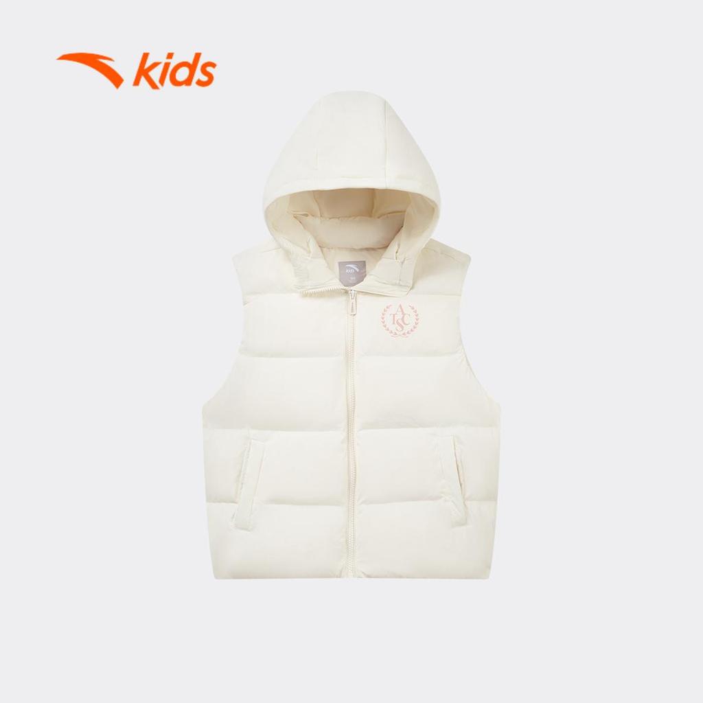 ANTA Kids Áo Gile Lông Vũ Bé Gái 3625D1908. Giữ Ấm, Siêu Nhẹ, Có Mũ, Chống Gió, Phong Cách Thể Thao, Thoải Mái Vận Động