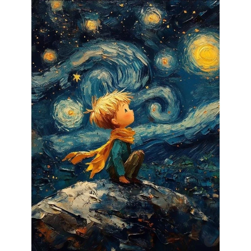 Hoàng Tử Bé Hoạt Hình Bé Trai Tranh Sơn Dầu Phong Cách Trang Trí Nhà Cửa Canvas Nghệ Thuật Treo Tường