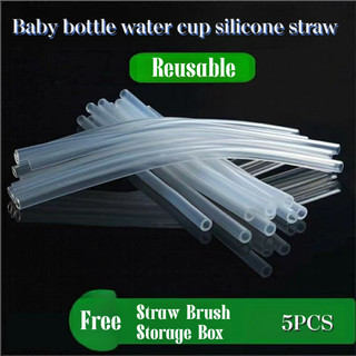 Ống hút Silicone- Chất liệu cấp thực phẩm có thể tái sử dụng- phụ kiện cho bé thay thế có thể giặt được