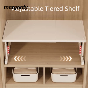 MARGREDY Tủ quần áo sắp xếp bằng kim loại, kệ kéo ra có thể điều chỉnh, mở rộng, xếp chồng, thu hồi, chia ngăn cho ký túc xá