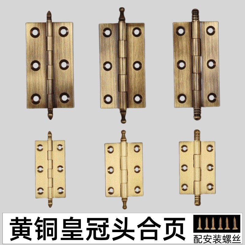 Hàng sẵn có Bản lề bằng đồng thau 3cm 7cm 10cm Hộp bản lề phẳng Cửa tủ Crown Head Tất cả bản lề bằng đồng M9XU