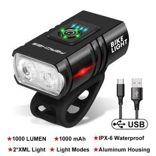 ngoài trời Đèn Xe Đạp T6 LED Phía Trước USB Sạc Núi Đèn Xe Đạp 1000LM Xe Đạp Đèn Pha Đèn Pin Đi Xe Đạp Xe Tay Ga Đuôi