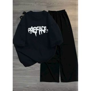 Sét bộ quần  ống rộng cạp chun hack dáng đen + mix áo phông Form rộng  -3 ngôi sao- thubaaa