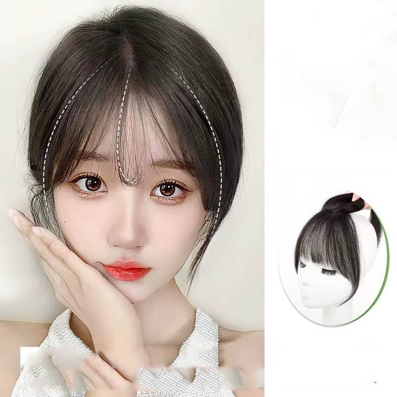 M6B  Mái Giả Mái Dày Bằng Tóc Thật 100% Dệt Tay - Tóc Mái Giả Mái Ngố Tóc Thật MALAN