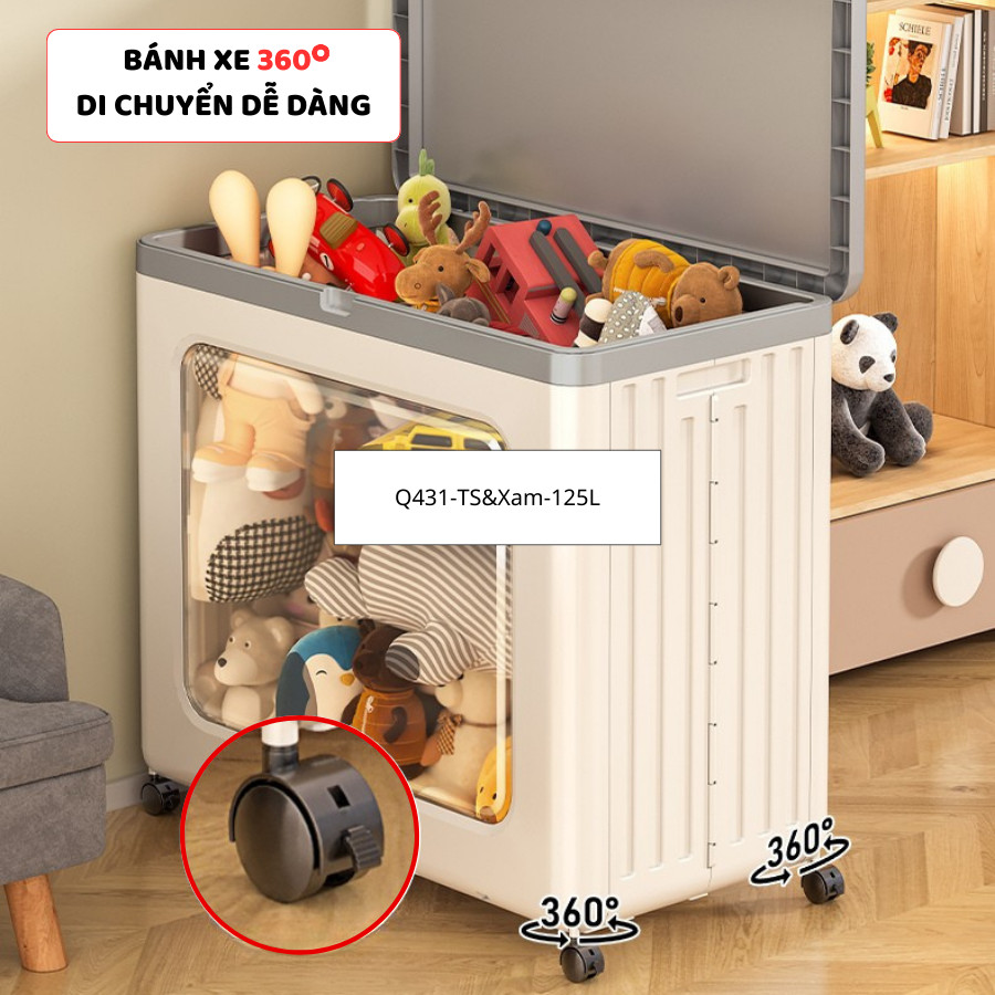 Hộp Đựng Đồ Chơi Gấp Gọn ENODA HOME, Thùng Đựng Quần Áo Dung Tích Lớn, Hộp Đựng Đồ Có Bánh Xe Q431