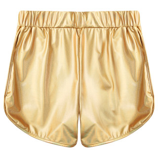 Yhong Nam Kim Loại Sáng Bóng Booty Quần Short Co Giãn Eo Bên Túi Slim Fit Quần Short Nóng Cho Thể Hình Hộp Đêm Yoga