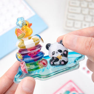 ENWEI 1 Cái [Dòng Xứ Sở Thần Tiên Dễ Thương] Dập Nổi Xếp Chồng Vui Vẻ Dán Dứa Bunny Panda Phong Cách Hoạt Hình Cho Tạp Chí Thêu Sò