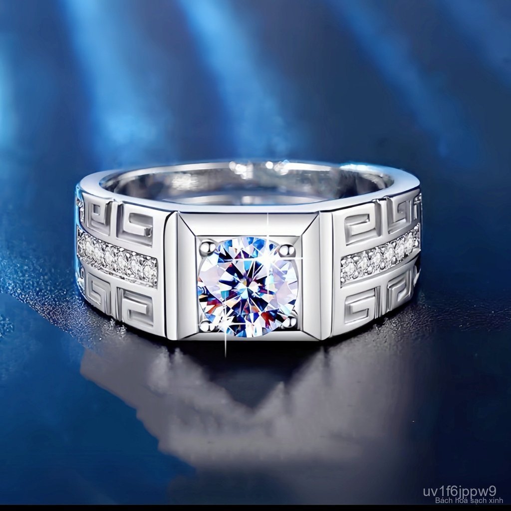 hoàn hảo cho lễ đính, nhẫn moissanite bằng thép titan có thể điều chỉnh kích thước, không phai màu dành