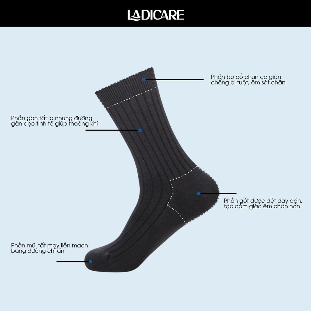 [Combo 5 Tặng 1] Tất vớ LADICARE sợi tự nhiên Unisex thời trang nam nữ trắng đen dày dặn, thoáng khí