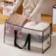 Cheenm Quilt Organizer Túi Có Thể Gập Lại Trong Suốt Dung Tích Lớn Dệt Tủ Quần Áo Phân Loại Chống Thấm Nước Dây Kéo Đôi Di Động Lưu Trữ Cho Quần Áo VN