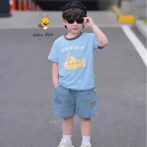 Bộ quần áo cộc tay TÀU NGẦM IN NỔI, quần Bò áo chất COTTON 4 chiều siêu co giãn cho bé trai