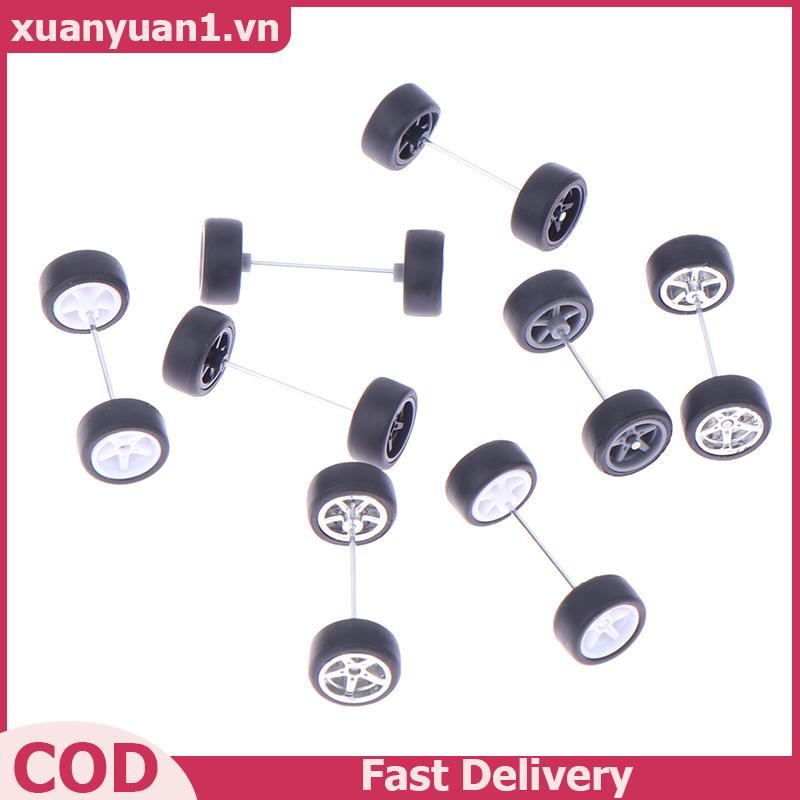 XUAN 1 Bộ DIY Racing 1: 64 Bánh Xe Ô Tô Cho Lốp Cao Su Có Trục Bánh Xe Mô Hình Sửa Đổi Một Phần VN