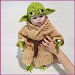 YT4 0-6 Tháng Tuổi Trẻ Sơ Sinh Turban Sơ Sinh Cosplay Chiến Tranh Giữa Các Vì Sao Bé Yoda Trang Phục Áo Len Bộ Mũ Yoda Trang Phục Hóa Trang Ảnh