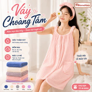 Váy Choàng Tắm Nữ HomeMate Siêu Thấm Hút – Khăn Quấn Body Microfiber Mềm Mịn, Dày Dặn Không Rụng Lông