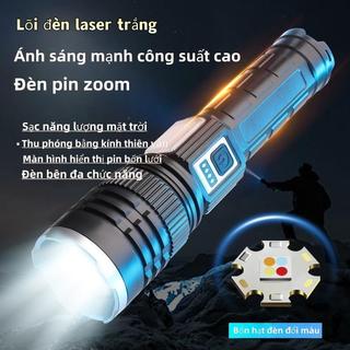 COD Đèn pin năng lượng mặt trời bốn nguồn sáng Đèn pin lớn Laser trắng Đèn pha siêu sáng Đèn làm việc di động ngoài trời