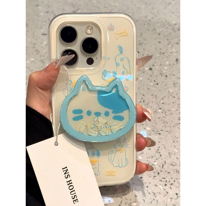 Ốp điện thoại màu xanh Graffiti Cat Dog Apple 16promax iPhone15 / 14 Ốp điện thoại mềm 13 / 12 All-in-One 11 dễ thương