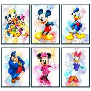 Disney Màu Nước Mickey Và Vịt Donald Poster Không Khung Tranh Canvas Bắc Âu Trang Trí Phòng Trẻ Em