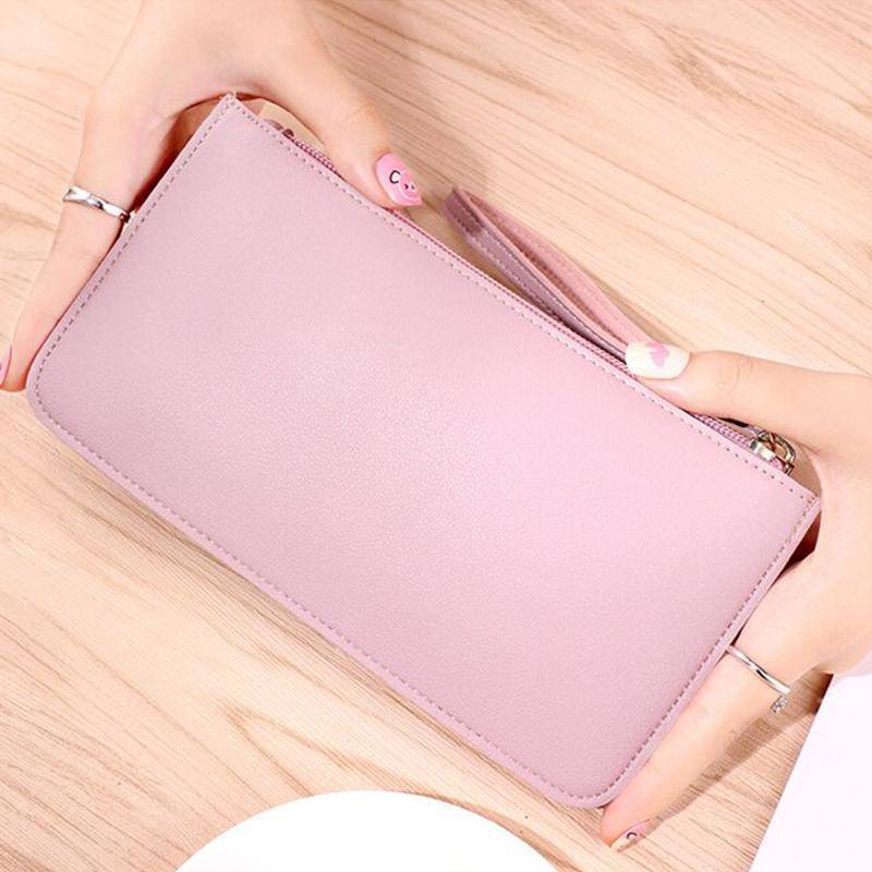 PNPIA- Bao Da PU Nữ Đựng Thẻ Ví Dài Dung Tích Lớn Mỏng Màu Trơn Tổ Chức Cho Du Lịch Essentials
