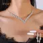 PNPIA- 2 Cái Đơn Giản Hình Học Zircon Nelace Bộ Bông Tai Nữ Cưới Cô Dâu Bộ Trang Sức Phụ Kiện Quà Tặng