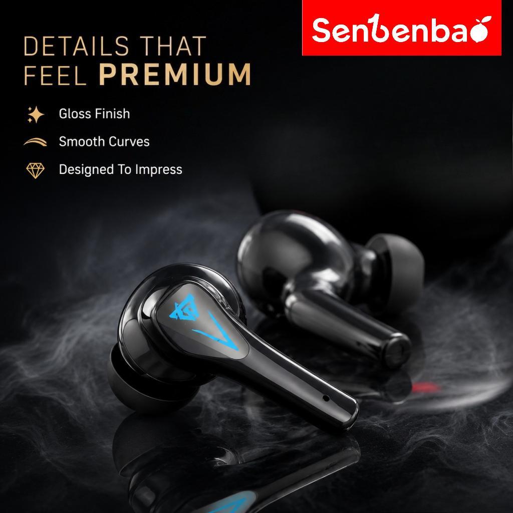 Tai nghe chơi game Senbenbao BUDS5 PRO Thiết kế mũ bảo hiểm độc quyền toàn cầu Hiệu ứng Lightning thổi tâm Âm thanh nổi Hi-Fi ENC Giảm tiếng ồn IPX5 Điều khiển cảm ứng