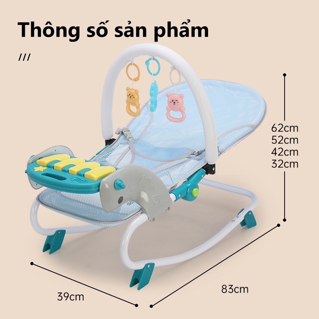 iiko Ghế rung cho bé sơ sinh 0-12 tháng vải lưới thoáng khí ghế bập bênh đa năng