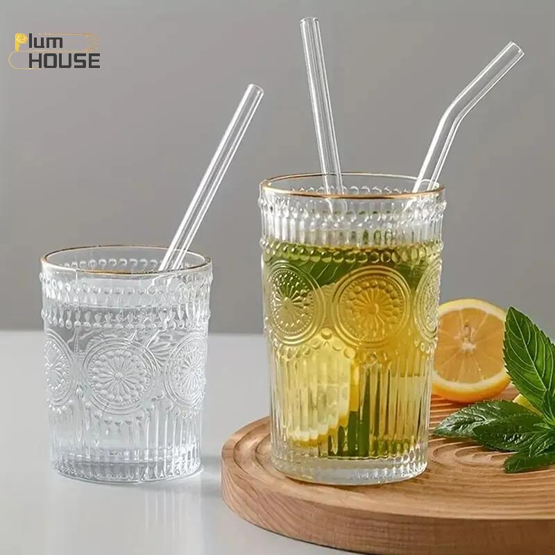PlumHOUSE Bộ Ống Hút Thủy Tinh Có Thể Tái Sử Dụng Borosilicate Smoothie Cotails Ống Hút Khỏe Mạnh Thân Thiện Với Môi Trường Ống Hút Uống Có Bàn Chải Vệ Sinh VN
