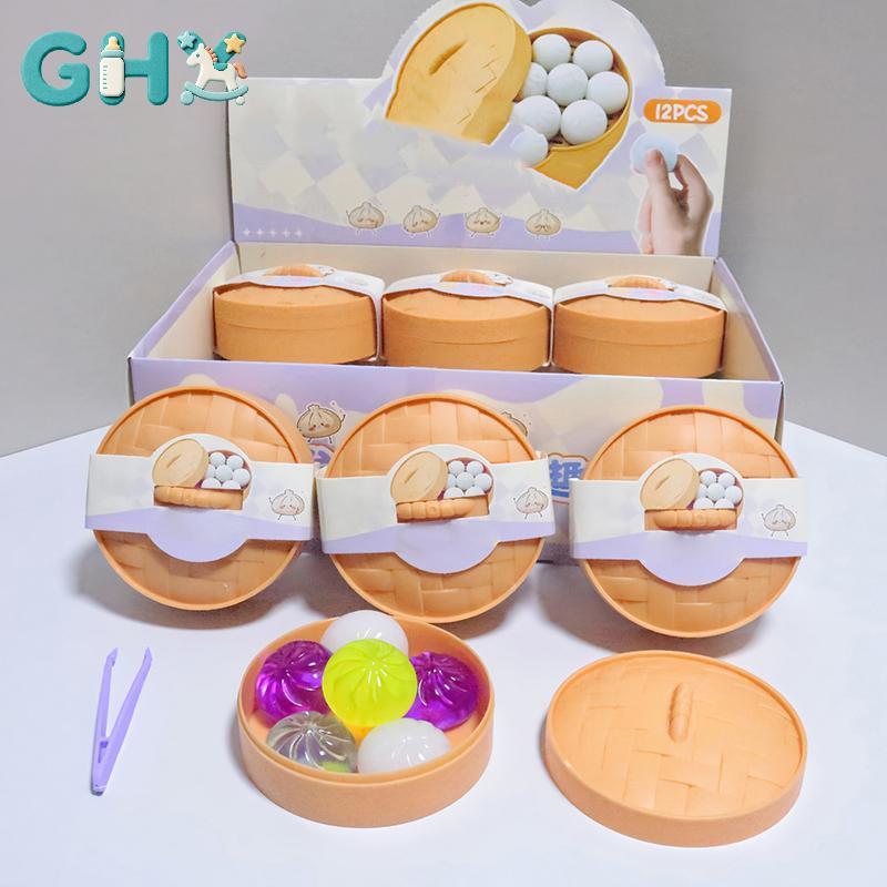 Bộ đồ chơi bánh bao Mini GHX có hộp hấp mềm Squishy 6 chiếc Giảm căng thẳng vui nhộn Cảm giác chơi VN