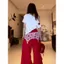 Mỹ Retro In Hình Ngôi Sao Đeo Ngang Tay Ngắn Cotton Nguyên Chất Dopamine Lười Phong Cách Trắng Top 5.19