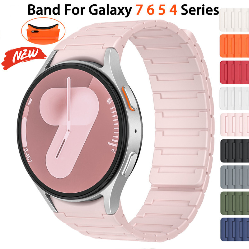 Dây đeo silicon từ tính cho Samsung Watch 7 6 5 4 44mm 40mm / 5 Pro 45mm 4 / 6Classic không có khoảng trống vòng đeo tay