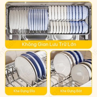 Kệ rửa bát 2 tầng inox trên bồn rửa với giá để dụng cụ, tổ chức đa năng cho bếp rửa bát và lưu trữ