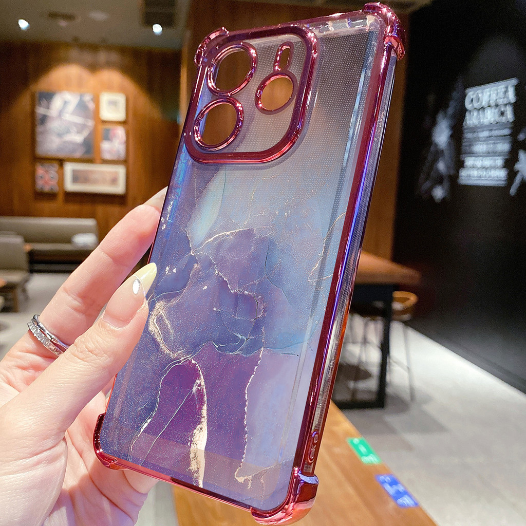 Tương thích với Xiaomi Redmi Note 14 13 Pro 5G 4G 12 13C 14C Màu Gradient Làm đẹp Vỏ mạ trong suốt Vỏ chống rơi