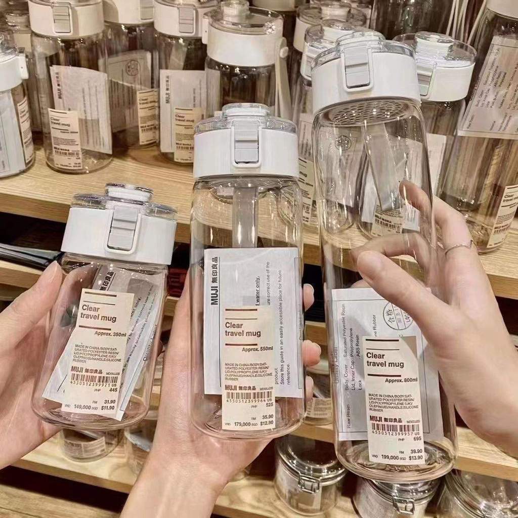 Bình nước thể thao nhựa trong suốt: 350/550/800ml, có ngăn lọc trà, nắp chống tràn