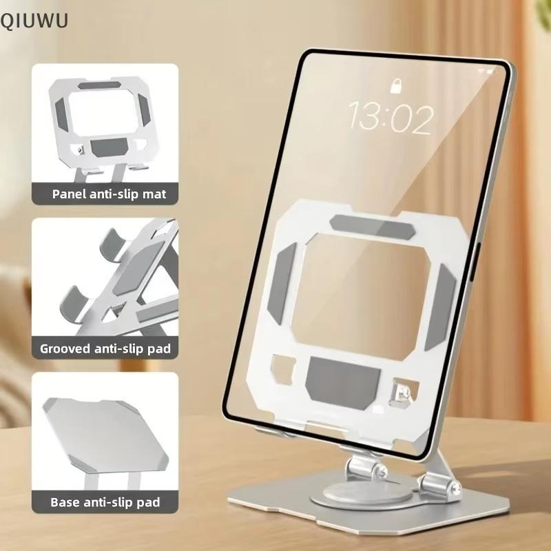 QIUWU Portable 360° Giá đỡ máy tính bảng xoay có thể điều chỉnh Giá đỡ máy tính để bàn có thể gập lại cho bàn làm việc Máy tính bảng máy tính xách tay gấp lười biếng.