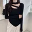 Áo len dệt kim form ôm cổ tròn, phù hợp mùa thu đông