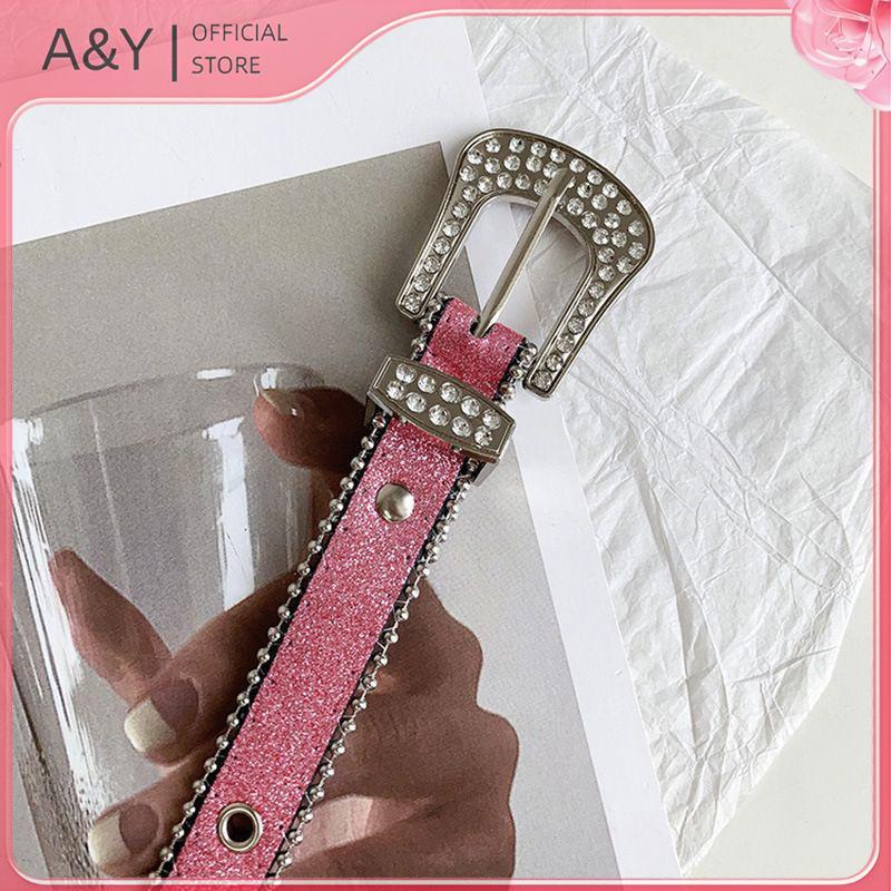 A & Y Thắt Lưng Cao Bồi Da PU Phong Cách Gothic Y2K Với Chiếc Dây Kim Cương Giả, Phù Hợp Mặc Với Quần Jean Nam