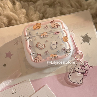 Vỏ tai nghe mèo màu hồng mềm mại dễ thương cho AirPods Pro3 [2025] AirPod Pro2 Pro 4 3 2 1 Vỏ tai nghe không dây Apple thế hệ thứ 3 Phim hoạt hình đầy màu sắc chống rơi