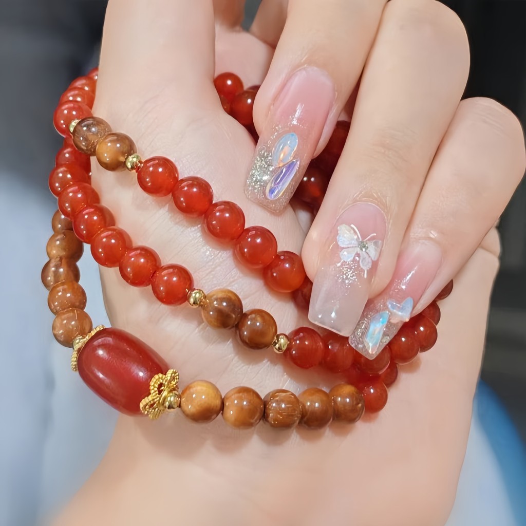 Hàng ngàn vòng tay mã não đỏ tự nhiên bọc lụa