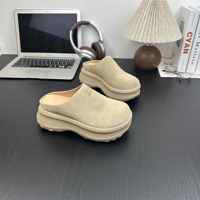 【✨Spot】Giày Birkenstock đế dày Đơn giản Đế êm Mũi tròn Đế nâng cao 6cm Không mỏi chân Đi làm Giày nữ