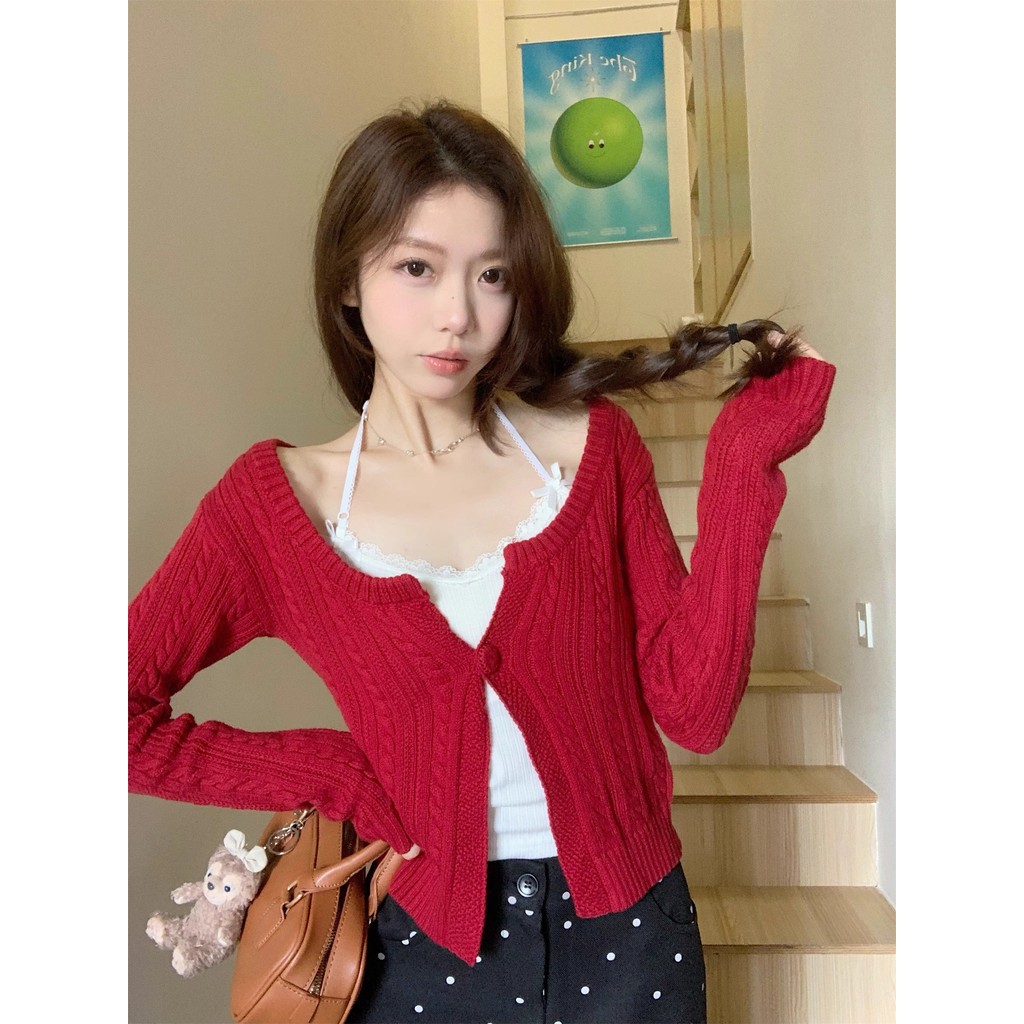 Áo Cardigan Len Mềm Mại Cho Đầu Thu, Phù Hợp Giáng Sinh và Năm Mới