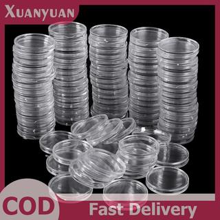 XUAN 100 Cái 27mm Hộp đựng tiền xu Hộp đựng viên nang Hộp trưng bày Hộp trưng bày Hộp trưng bày tròn VN