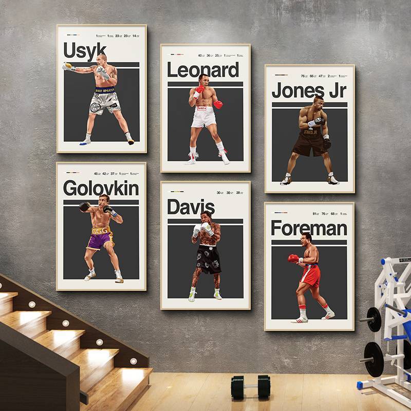 Boxing Champion Ali và Tyson Poster Tranh trang trí, Trang trí tường câu lạc bộ đấm bốc, Trang trí tường nền phòng tập thể dục, Tranh vải