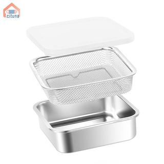 Hộp đựng thực phẩm bằng thép không gỉ chống rò rỉ Bộ sắp xếp hai lớp cho tủ lạnh Salad rau diếp Trái cây