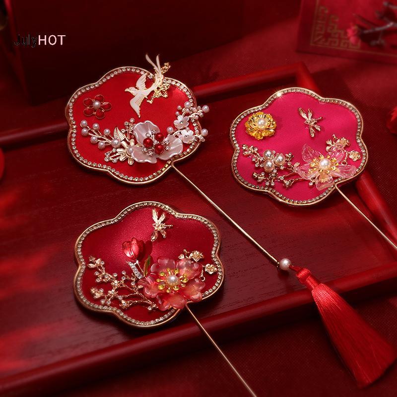 JULYHOT Trung Quốc Retro Chúc May Mắn Quạt Cưới Cầm Tay Hoa Quạt Có sels Cổ Tinh Tế Mặt Dây Chuyền Quà Tặng Massivedeals