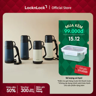 Bình giữ nhiệt Lock&Lock Easy Outdoor Vacuum Bottle 1.2L và 1.8L có nắp cốc và dây đeo vai