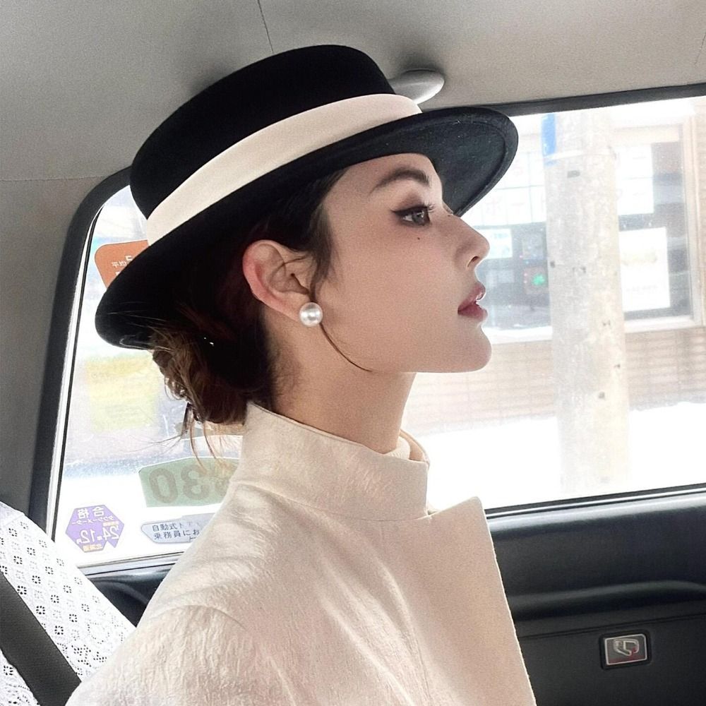KANGN Top Mũ Nữ, Mũ nỉ phẳng thanh lịch trang trọng, Ấm áp đa năng Retro Fedoras Mũ Phụ kiện váy