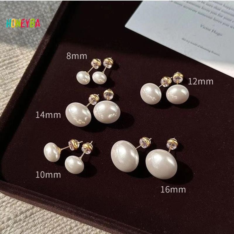 < Honeyba > Bông Tai Ngọc Trai Thanh Lịch Pháp Mới Cho Thời Trang Hàn Quốc Trang Sức Cưới Dự Tiệc Nữ Ngọt Ngào Phụ Kiện Quà Tặng