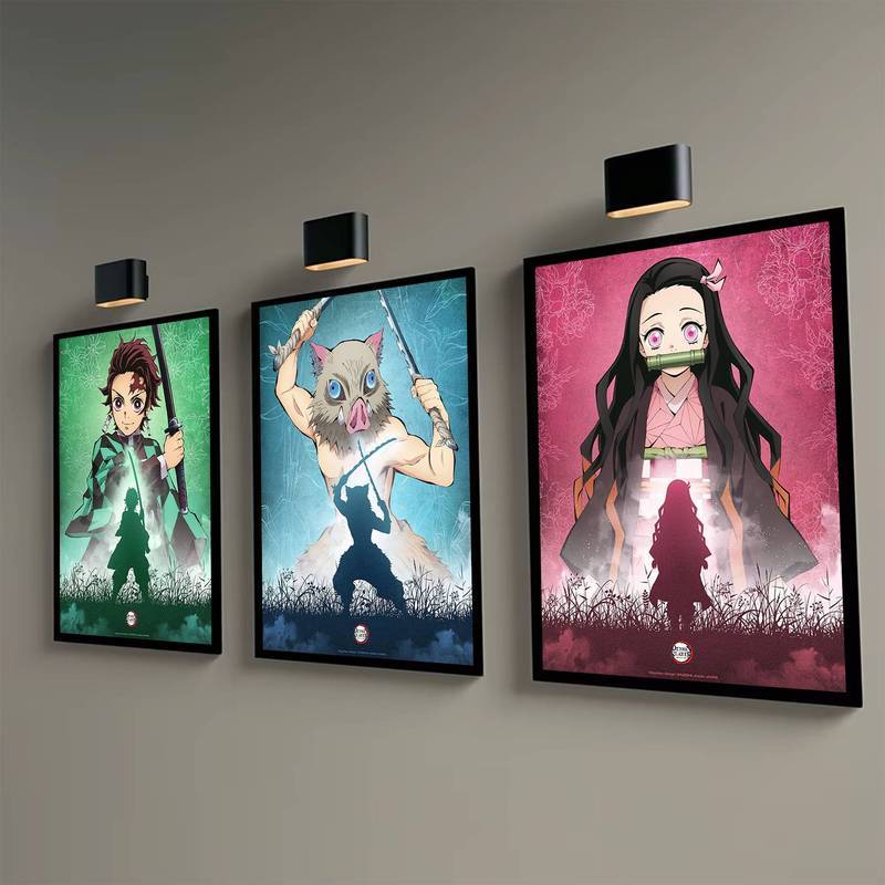 Demon Slayer Silhouettes Anime Canvas Nghệ Thuật Phong Cách Nhân Vật Silhouette Trang Trí Dành Cho Người Hâm Mộ Nghệ Thuật Nhà Trang Trí Tường Canvas Poster