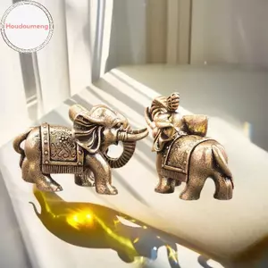 Hodou Đồng Luy Voi Đồ Trang Trí Nhỏ Đồng Thau Phước Lành Voi Thu Nhỏ Hình Tượng Đồng Cổ Tượng Động Vật VN