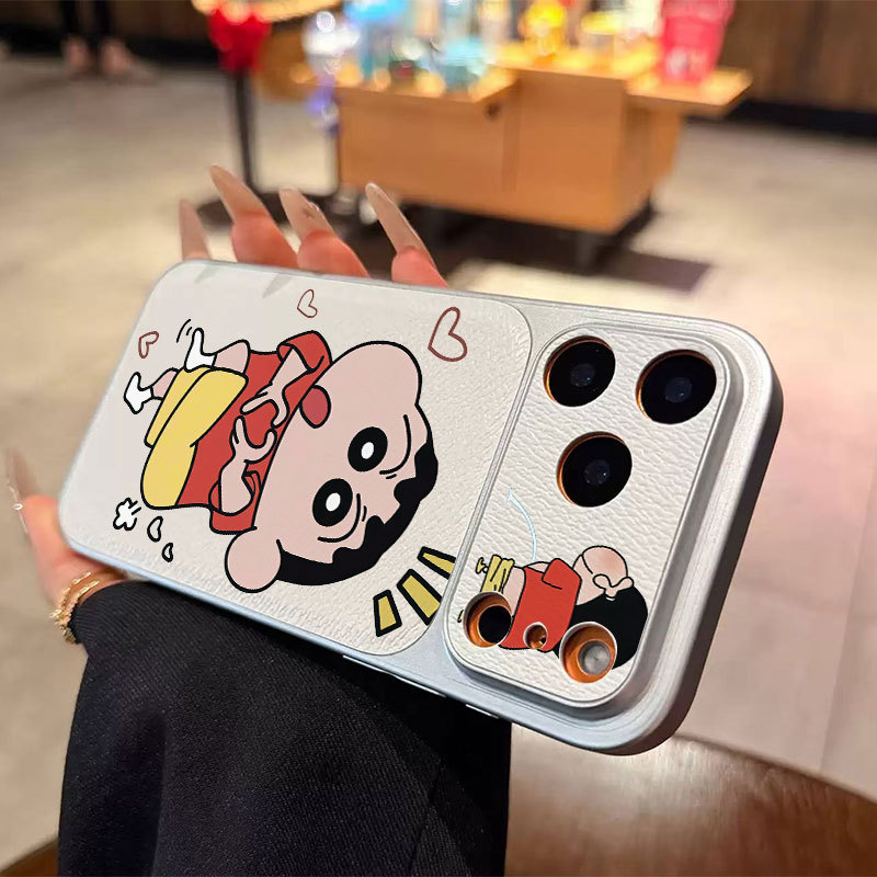 Ốp lưng iPhone Crayon Shin-Chan Bao da mềm cao cấp đựng máy ảnh - iP 7/8/X/XS/XR/11/12/13/14/15/16/17/Plus/Air/Pro/Max