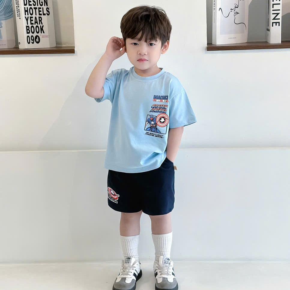 Bộ quần áo cộc tay in hình OTO MCQUEEN cho bé trai,  Bộ quần áo chất COTTON thoải mái cho bé